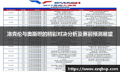 洛克伦与奥斯坦的精彩对决分析及赛前预测展望