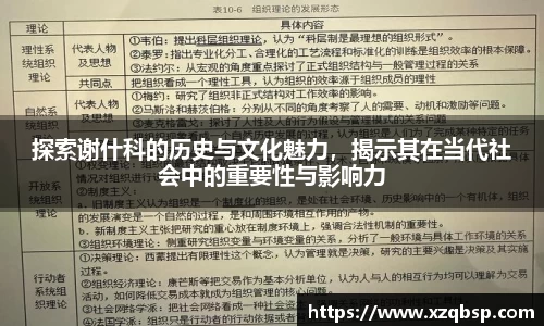 探索谢什科的历史与文化魅力，揭示其在当代社会中的重要性与影响力