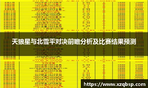 天狼星与北雪平对决前瞻分析及比赛结果预测